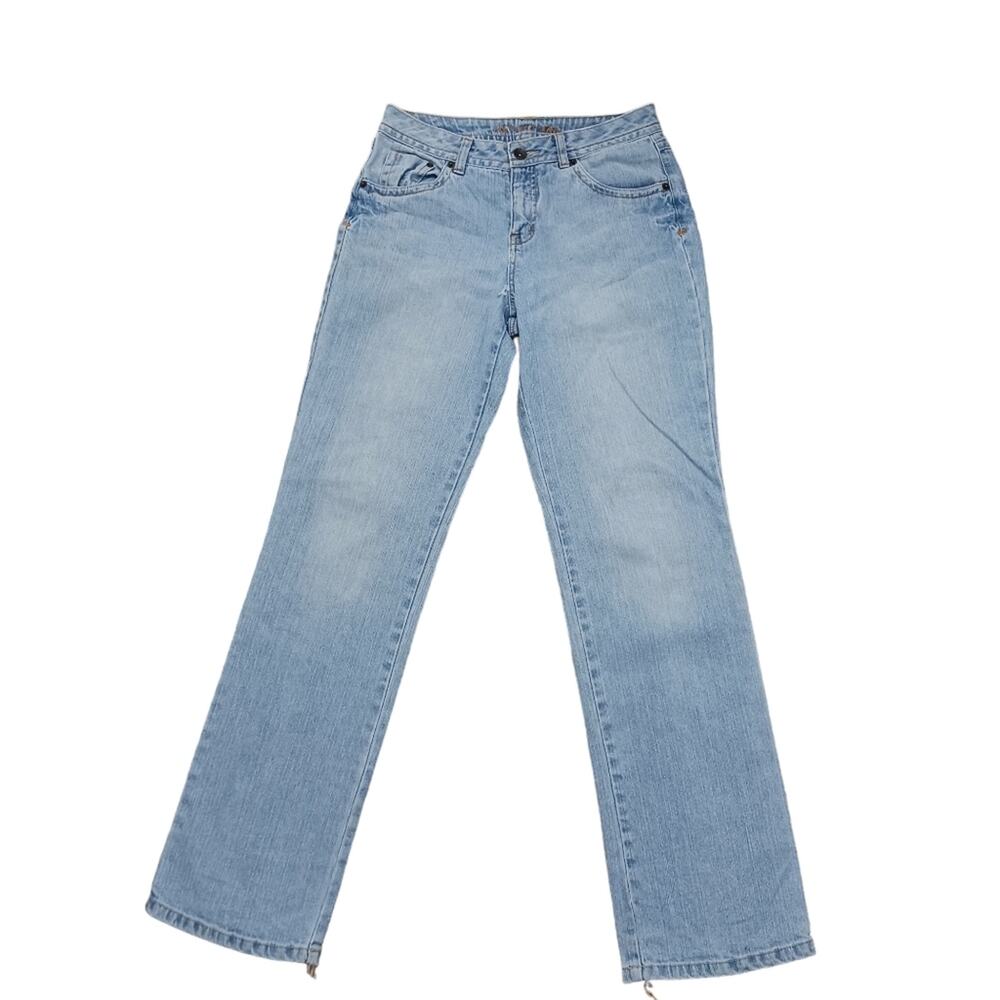 Y2K JUSTICE Jeans Girls Sz 14 Light Blue Straight Natural Soft Denim Distressed